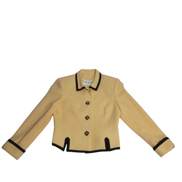 Albert Nipon women's Waist Length Two Tone Wool Nylon Career Blazer Size 10 - Picture 3 of 8